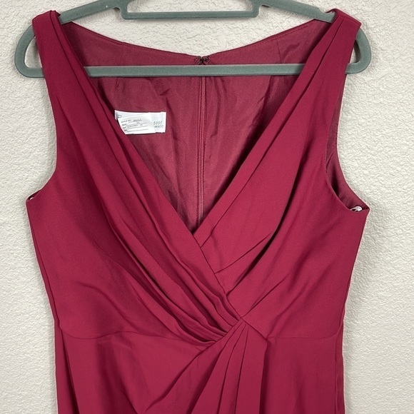 NWT Jenny Packham V Neck Crepe Column Gown Bridesmaid Dress Burgundy Sz 16 - Picture 3 of 11